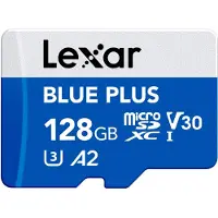Lexar MicroSDHC Blue Plus UHS-I 128GB V30 Read 100MB/s With SD Adapter