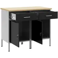 vidaXL Werk Cabinet met lade 2 st Zwart en Grijs 100 x 55 x 85 cm