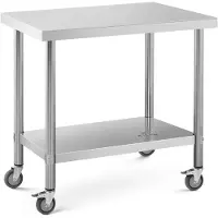 Helloshop26 Keuken werktafel - - 60 x 90 cm - RVS - 145 kg - Mobiliteit met wielen