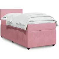 vidaXL Boxspring met matras fluweel roze 90x200 cm