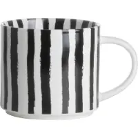 Gusta - Mok - 400ml - Zwart Wit - Gestreept - met Oor - ø10x9cm