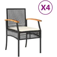 vidaXL Tuinstoelen 4 st met kussens poly rattan en acaciahout zwart