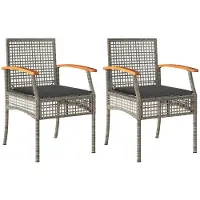 vidaXL Tuinstoelen 2 st met kussens poly rattan en acaciahout grijs