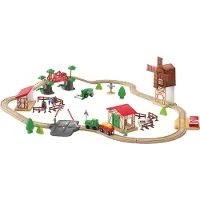 Playtive Houten treinbaanset Boerderij - Houtenspeelgoed - 56 delig - inclusief batterijen