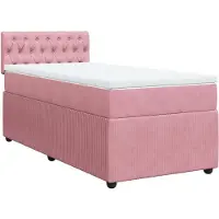 vidaXL Boxspring met matras fluweel roze 90x200 cm
