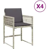vidaXL Tuinstoelen 4 st met kussens poly rattan lichtgrijs