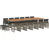 vidaXL 17-delige Tuinset met kussens poly rattan grijs