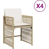 vidaXL Tuinstoelen 4 st met kussens poly rattan beige