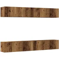 vidaXL 4-delige wand-tv-meubelset van oud hout, 100x30x30 cm