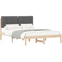 vidaXL Bedframe met Gevoerde Hoofdbord Donkergrijs 140 x 200 cm
