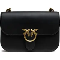 Pinko Zwarte Leren Love Bell Classic Schoudertas