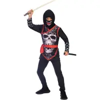 Amscan kostuum Ninja junior zwart/rood 8-10 jaar 4-delig