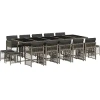 vidaXL 15-delige Tuinset met kussens poly rattan grijs