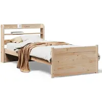 vidaXL Bedframe met hoofdbord massief grenenhout 75x190 cm