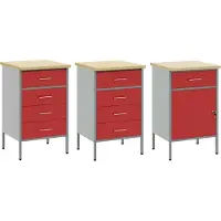 vidaXL Werk Cabinet met lade 3 st Rood en Grijs 150 x 55 x 85 cm