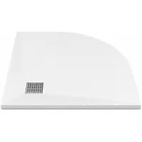 Vente-unique Extra platte opzet- of inbouwdouchebak, uitsnijdbaar van SMC-hars in een kwart cirkel - Wit - 80 x 80 cm - SYFORSA