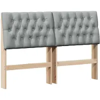 vidaXL Gestoffeerd hoofdbord Lichtgrijs 140 cm Massief grenenhout