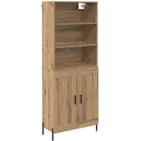vidaXL - Highboard - Artisan - Eiken - 69,5 - x - 32,5 - x - 180 - cm - Bewerkt - hout