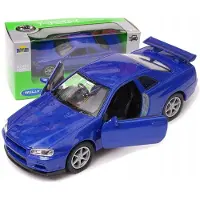 Welly Nissan Skyline GT-R R34 Modelauto 1:34 Blauw