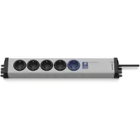 Ehmann 0214x00058341 Meester/slaaf-stopcontactenpaneel, grijs, zwart, met aardingscontact, 1 stuk.