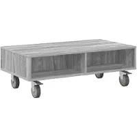 vidaXL Bijzettafel met wielen Grijs Sonoma 90 x 50 x 30 cm