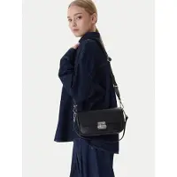 Coccinelle Leren schoudertas C-Me Lock Handbag Leather Noir zwart