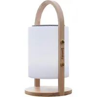Lumisky Draadloze bluetooth speakerlamp - LUMISKY - WOODY PLAY - H37 cm - Houten handvat - Dimbare witte...