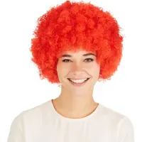 Dressforfun - pruik clown Afro rood - verkleedkleding kostuum halloween verkleden feestkleding carnavalskleding carnaval feestkledij partykleding - 300714