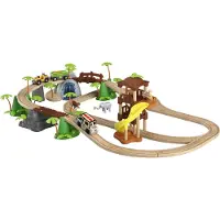Playtive Houten Jungle treinbaanset - 47 stuks - 3 realistisch vormgegeven zones: waterval, brug en uitkijktoren