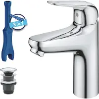 GROHE Swift - Wastafelkraan met Push-Open waste, koude start, chroom 24329001