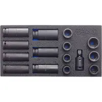 Hazet Krachtdopsleutelset 163-463/15 · 1/2 inch (12,5 mm) vierkant hol · Buiten-zeskant-tractieprofiel · 15-delig · 17 – 27