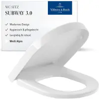 Villeroy & Boch Subway closetzitting met deksel en rvs scharnieren Wit