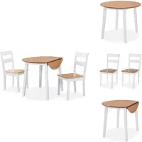 vidaXL Eetkamerset - Eetkamersets - Eetkamer Set - Eetkamer - Eetkamerset MDF en rubberwood wit 3-delig