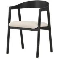 Svea - Dupont eetkamerstoel - essenhout en stof - beige/zwart
