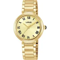 Lorus quartz goud dames horloge met champagne wijzerplaat & roestvrij stalen band