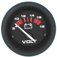 Veethree Amega Voltmeter 8-18v Zilver 52 mm