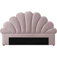Vente-unique Schelpvormig hoofdbord - 160 cm - Fluweel - Roze - MOANA