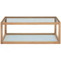 Vente-unique Salontafel van gehard glas en eikenhout - Transparant en Natuurlijk - ZUNARIL