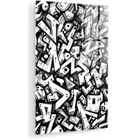 MuchoWow Glasschilderij 120x180 cm - Schilderij acrylglas - Vormen - Letters - Graffiti - Zwart - Foto op glas - Muurdecoratie woonkamer - Wanddecoratie slaapkamer - Schilderijen
