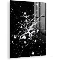 MuchoWow Glasschilderij 120x160 cm - Schilderij acrylglas - Verfspatten - Wit - Abstract - Explosie - Foto op glas - Muurdecoratie woonkamer - Wanddecoratie slaapkamer - Schilderijen