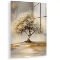 MuchoWow Glasschilderij 30x40 cm - Schilderij acrylglas - Schilderij - Boom - Abstract - Bladeren - Foto op glas - Muurdecoratie woonkamer - Wanddecoratie slaapkamer - Schilderijen