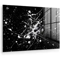 MuchoWow Glasschilderij 120x80 cm - Schilderij acrylglas - Verfspatten - Wit - Abstract - Explosie - Foto op glas - Muurdecoratie woonkamer - Wanddecoratie slaapkamer - Schilderijen