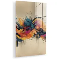 MuchoWow Glasschilderij 60x90 cm - Schilderij acrylglas - Explosie - Kleurrijk - Vormen - Abstract - Foto op glas - Muurdecoratie woonkamer - Wanddecoratie slaapkamer - Schilderijen
