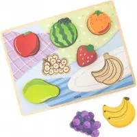 Viga Toys Houten Puzzel 2-in-1 Fruit Figuren, Educatief en Ontwikkelend