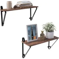 Vasagle Wandplanken, set van 2, grote zwevende planken, stabiele hangende planken voor woonkamer, slaapkamer, gang, 60 x 20 x 33 cm, industriële stijl, rustiek bruin en zwart LCR01BX