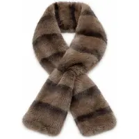 HS Faux Fur Sjaal - Gestreeptbruin