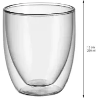 Cult Latte Macchiato glazenset, 12-delig, latte glazen met lepel 280 ml & dubbelwandige cappuccino glazen, set 2-delig, dubbelwandige glazen 250 ml, zweefeffect, 2 stuks
