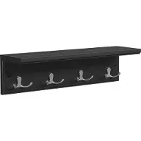 Songmics Wandkast met plank, halkast, kapstok voor muur, kledingkast met 4 dubbele haken van metaal, voor mantels, kopjes, voor hal, slaapkamer, woonkamer,