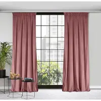 Rosa Verduisteringsgordijn, Ondoorzichtig, Satijnen Gordijn met Gordijnband - 1 st. Extra Lang Gordijn, Elegant, Effen, Woonkamer, Slaapkamer, 135x300 cm, Donkerroze