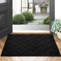 HJZ Deurmat Zwart 50 x 80 cm Binnen en Buiten Wasbare Deurmat, Waterdichte Deurmat, Antislip Vuilvanger Tapijt voor Ingang, Voordeur, Patio, Gang, Tuin